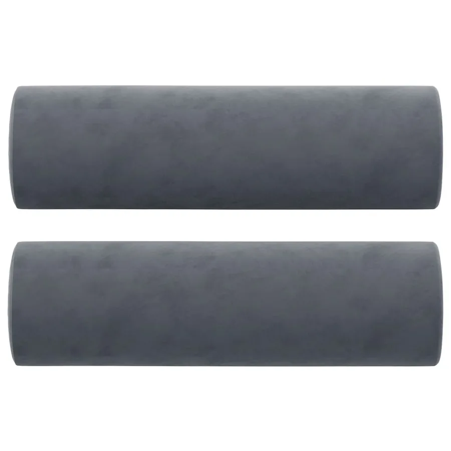 Coussins décoratifs lot de 2 Gris foncé Ø15x50 cm Velours - 2