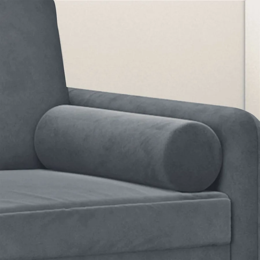 Coussins décoratifs lot de 2 Gris foncé Ø15x50 cm Velours - 5