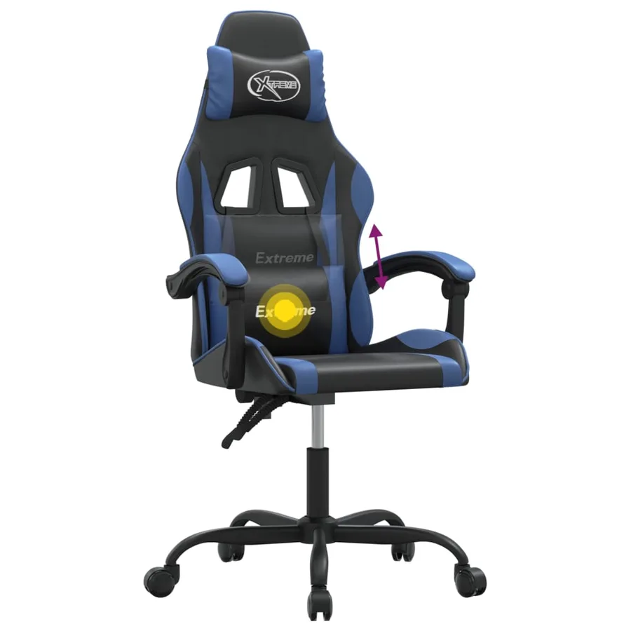 Chaise de jeu pivotante Noir et bleu Similicuir - 11