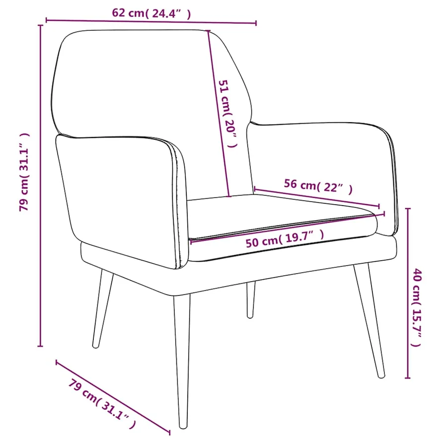 Fauteuil Crème 62x79x79 cm Velours - 8