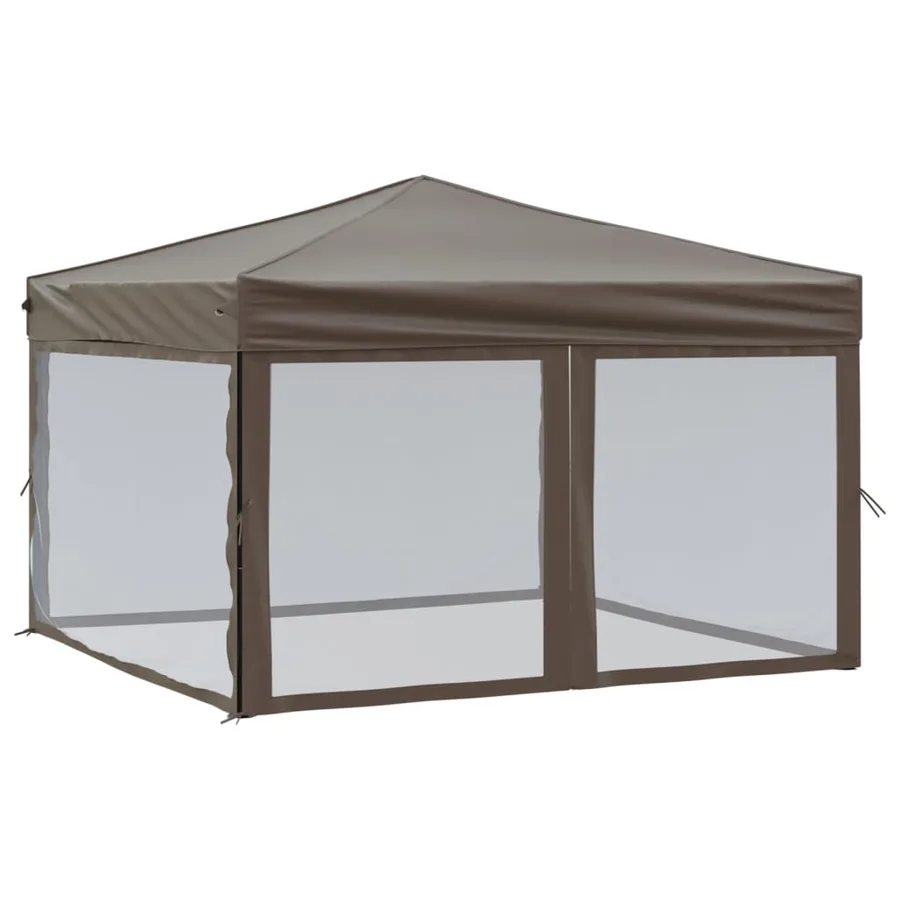 Tente de réception pliable avec parois Taupe 3x3 m - 2