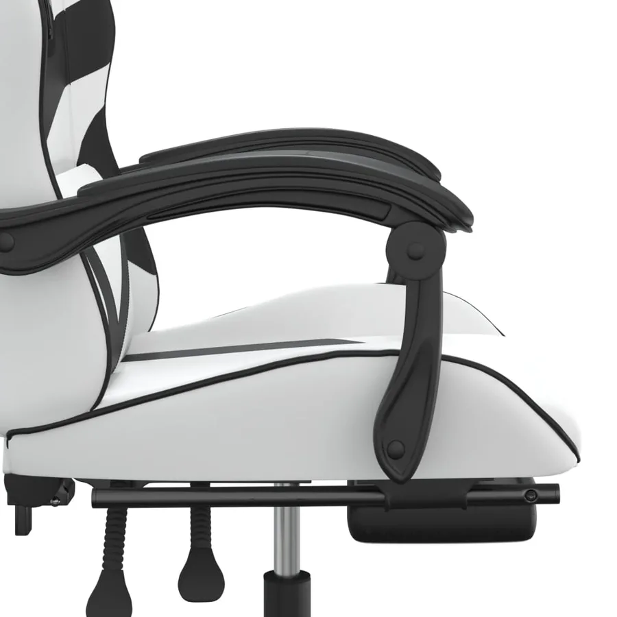 Chaise de jeu pivotante et repose-pied Blanc et noir Similicuir - 8
