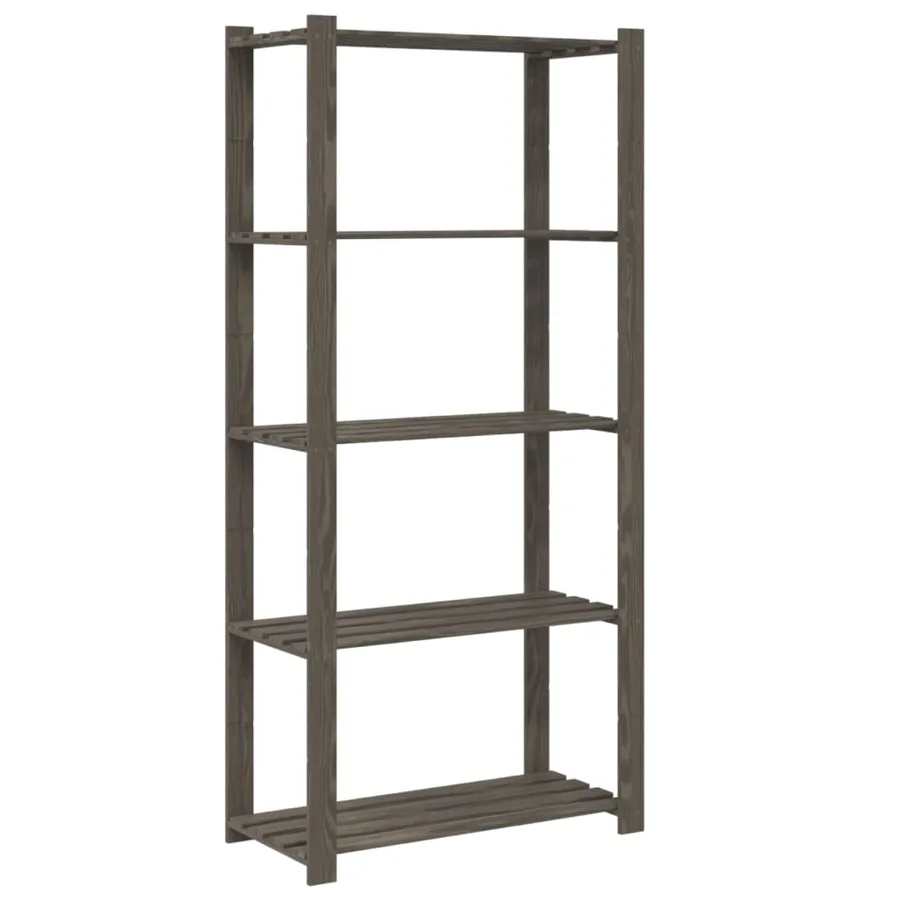 Support de rangement à 5 niveaux gris 80x38x170 cm bois de pin - 5