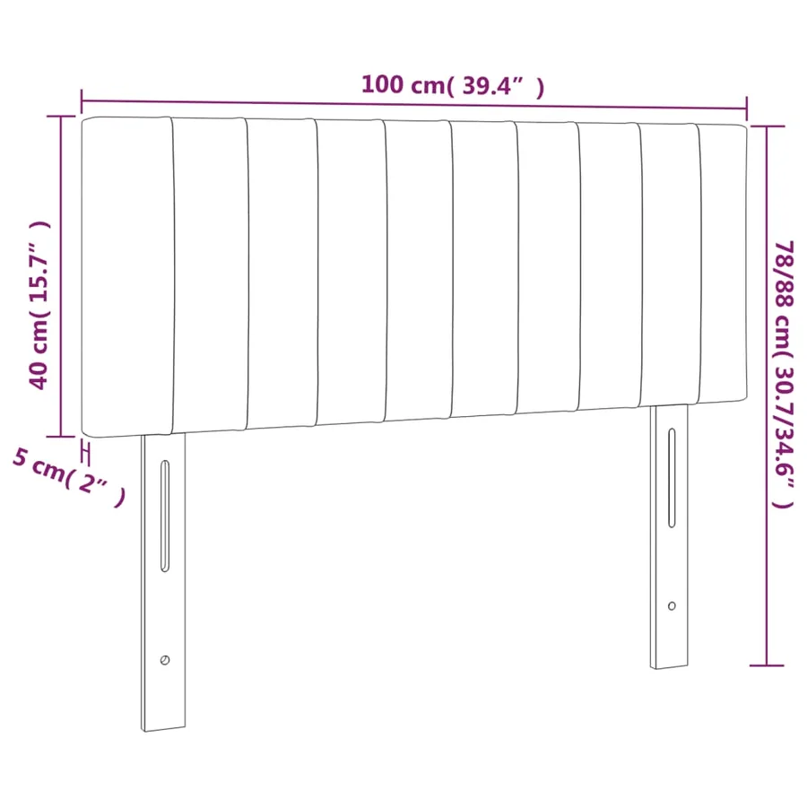 Tête de lit Taupe 100x5x78/88 cm Tissu - 8