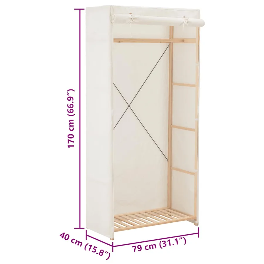 Garde-robe Blanc 79 x 40 x 170 cm Tissu - 6