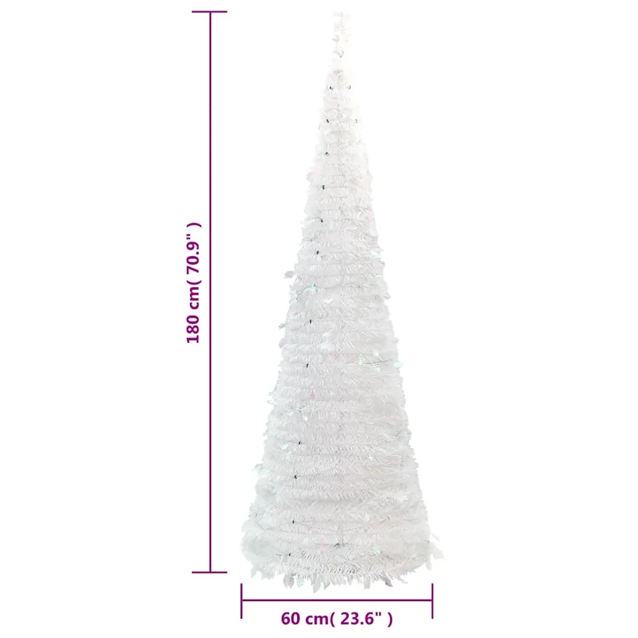 Sapin de Noël artificiel escamotable 150 LED blanc 180 cm - 9