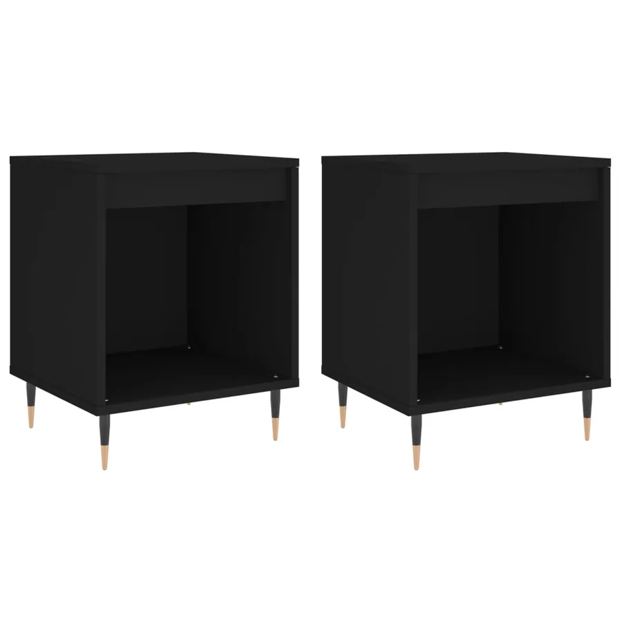Tables de chevet 2 pcs noir 40x35x50 cm bois d’ingénierie - 2