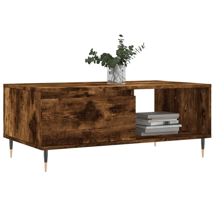 Table basse Chêne fumé 90x50x36,5 cm Bois d'ingénierie - 3