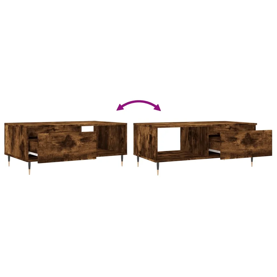 Table basse Chêne fumé 90x50x36,5 cm Bois d'ingénierie - 9