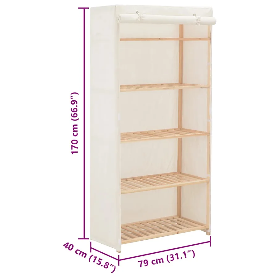 Garde-robe Blanc 79 x 40 x 170 cm Tissu - 6