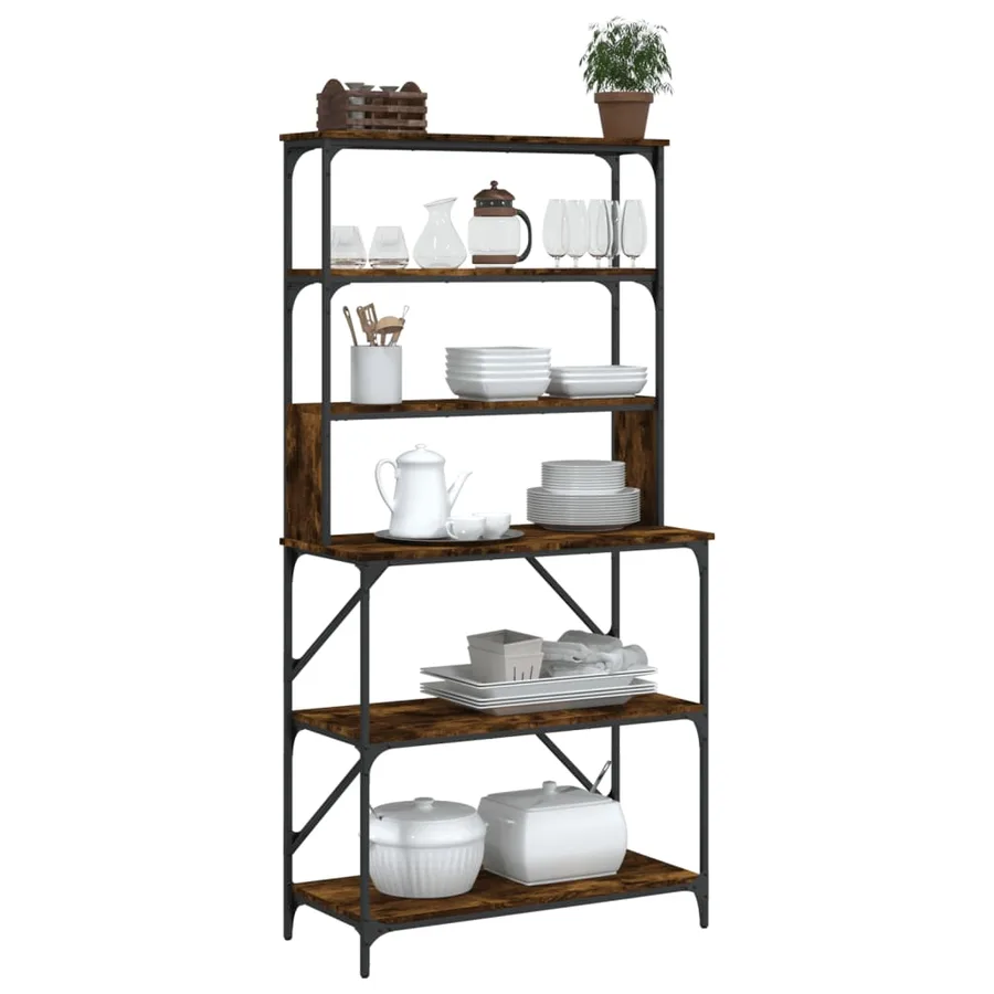 Support de boulanger à 6 niveaux chêne fumé 90x40x180 cm - 3