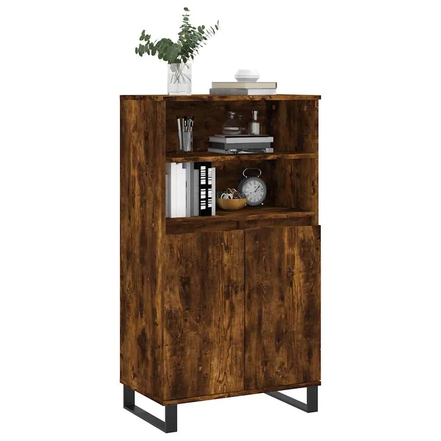 Buffet haut Chêne fumé 60x36x110 cm Bois d'ingénierie - 3