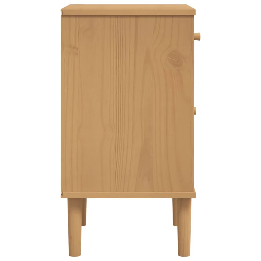 Table de chevet SENJA aspect de rotin marron bois de pin massif - 7