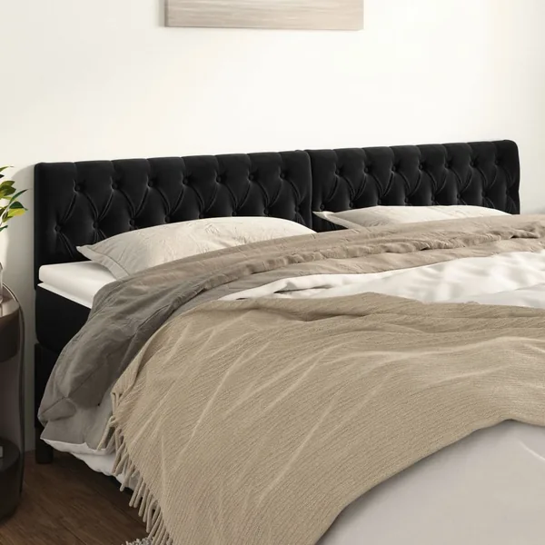 Têtes de lit Noir 200x7x78/88 cm Velours