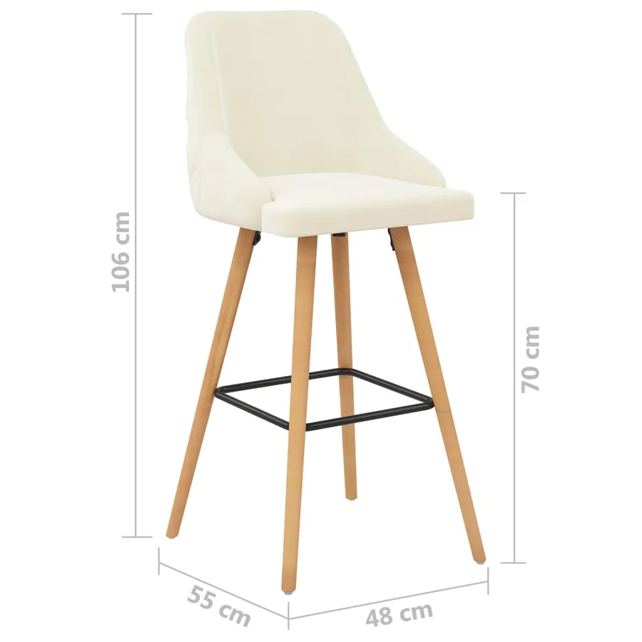 Chaises de bar lot de 2 crème velours - 7