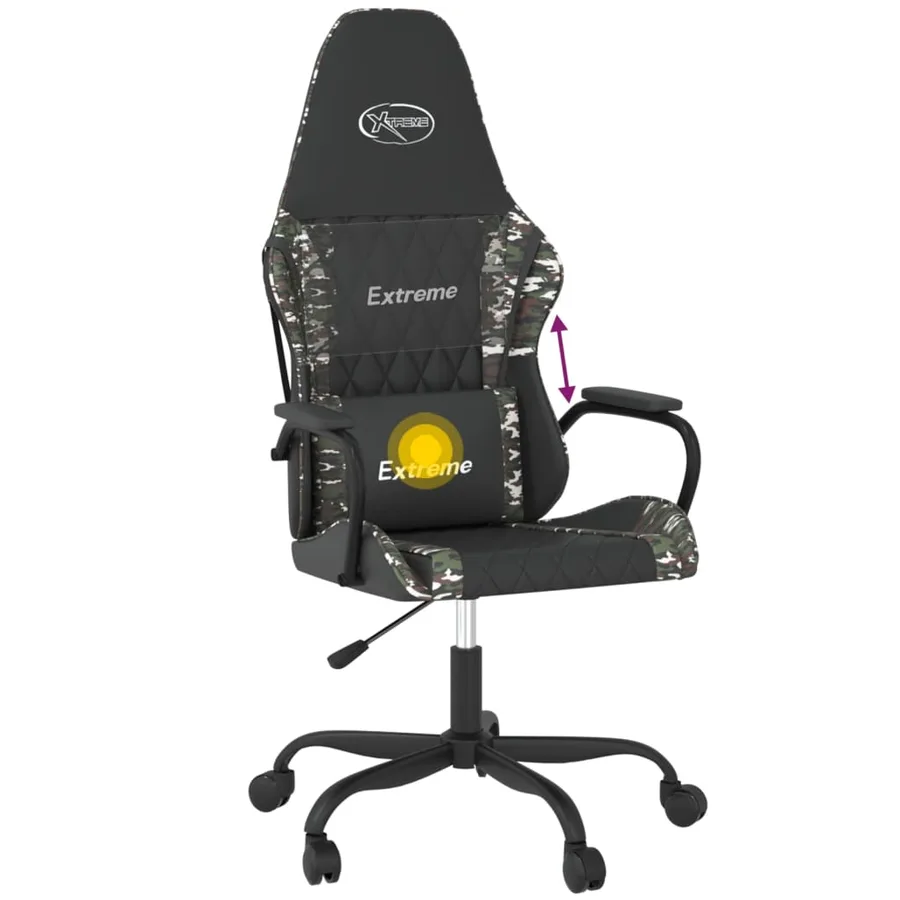 Chaise de jeu de massage Noir et camouflage Similicuir - 7