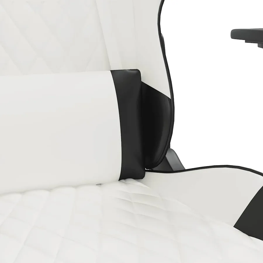 Chaise de jeu de massage avec repose-pied Blanc&Noir Similicuir - 9