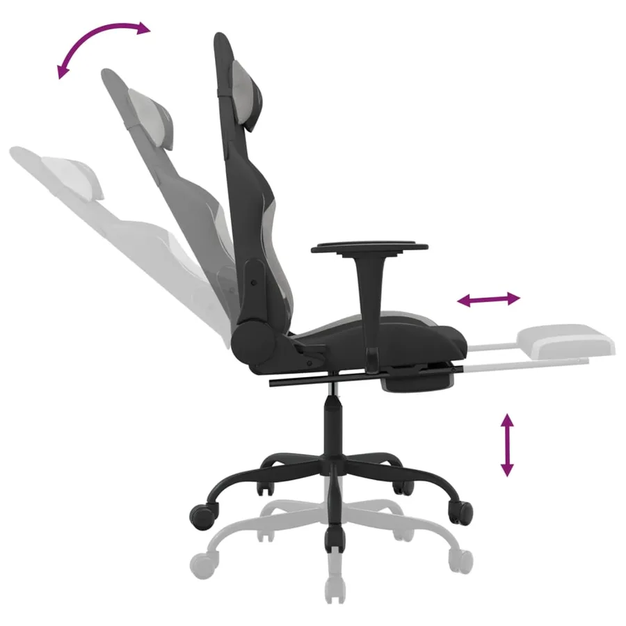 Chaise de jeu de massage repose-pied Noir et gris clair Tissu - 11