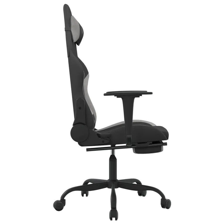 Chaise de jeu de massage repose-pied Noir et gris clair Tissu - 5