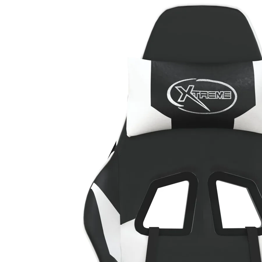 Chaise de jeu de massage et repose-pied Noir blanc Similicuir - 12