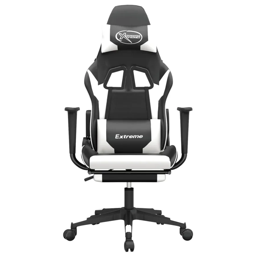 Chaise de jeu de massage et repose-pied Noir blanc Similicuir - 4