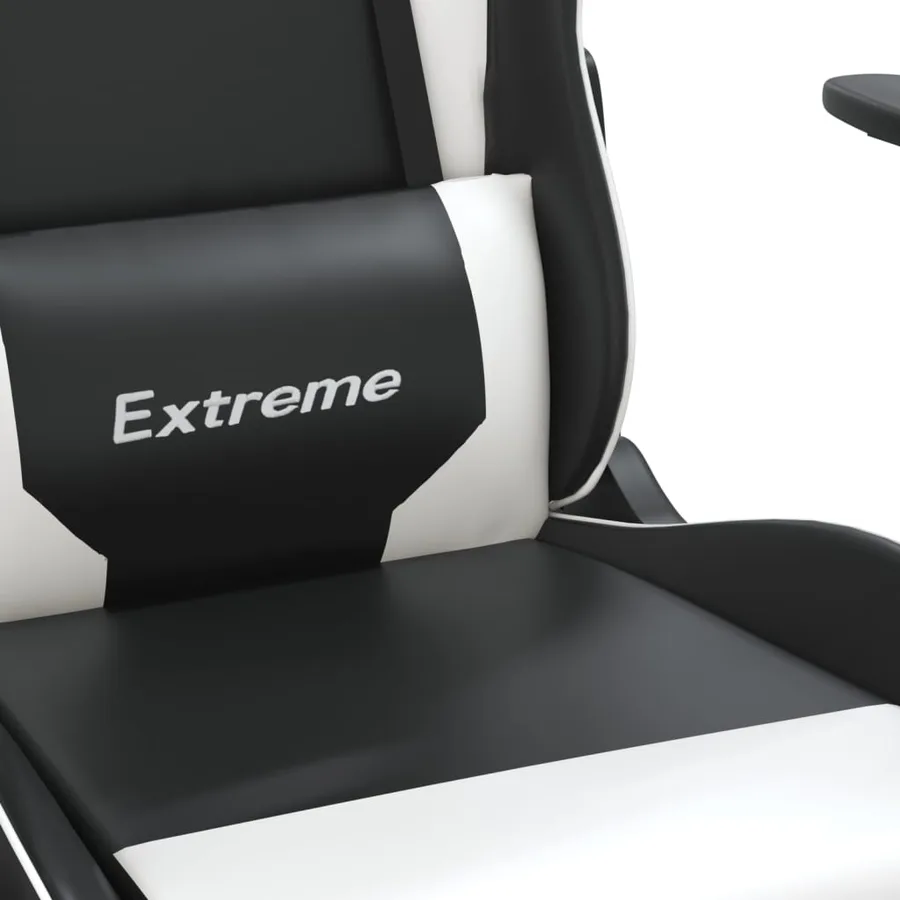 Chaise de jeu de massage et repose-pied Noir blanc Similicuir - 9