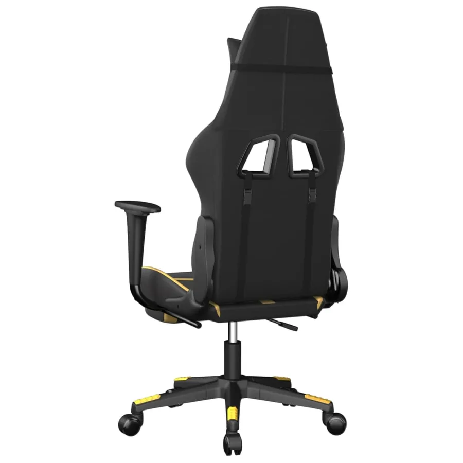 Chaise de jeu de massage avec repose-pied Noir&Doré Similicuir - 6