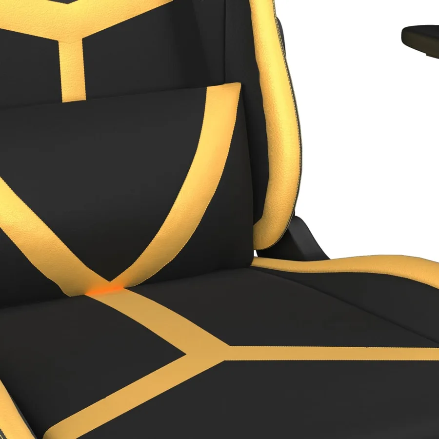 Chaise de jeu de massage avec repose-pied Noir&Doré Similicuir - 9