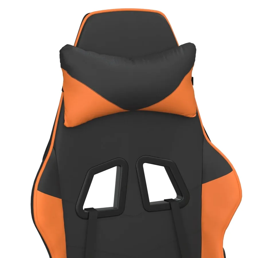 Chaise de jeu de massage et repose-pied Noir&Orange Similicuir - 10