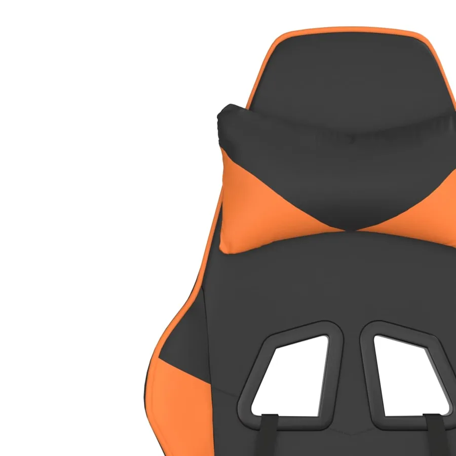 Chaise de jeu de massage et repose-pied Noir&Orange Similicuir - 12