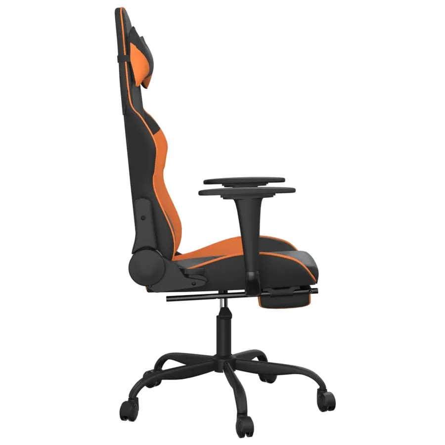 Chaise de jeu de massage et repose-pied Noir&Orange Similicuir - 5