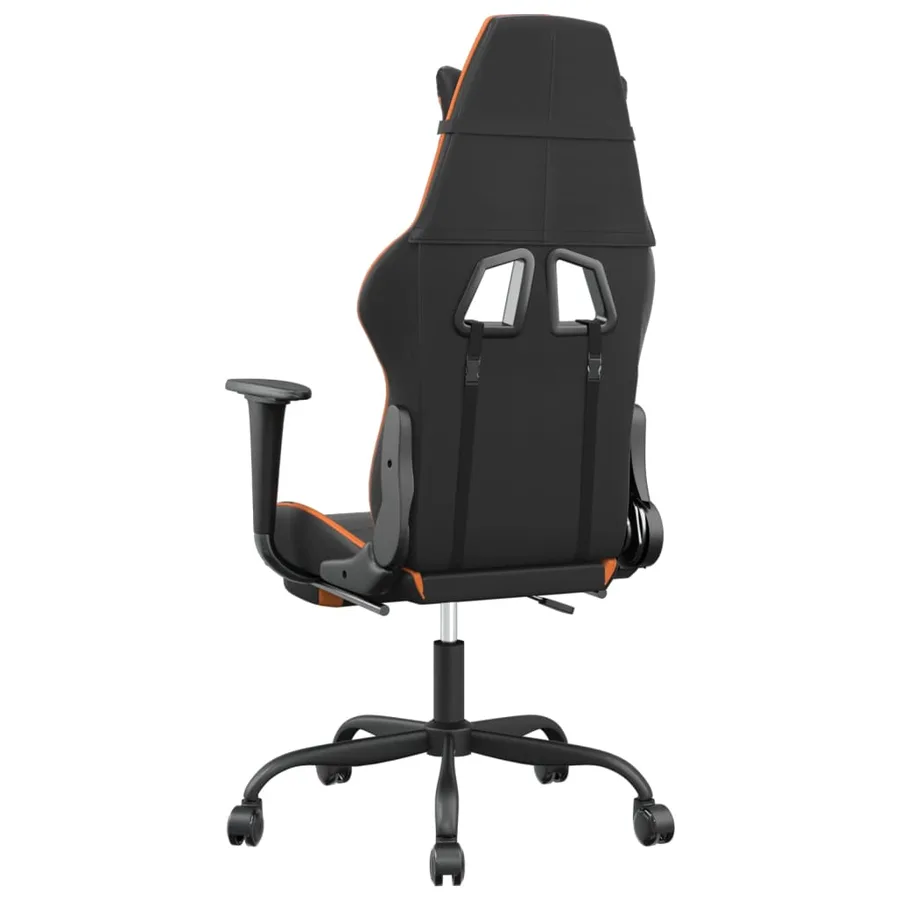Chaise de jeu de massage et repose-pied Noir&Orange Similicuir - 6