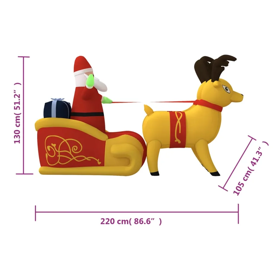 Décoration gonflable de Père Noël et renne à LED 130 cm - 11