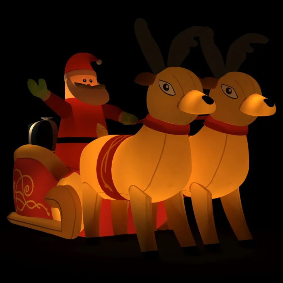 Décoration gonflable de Père Noël et renne à LED 130 cm - 2