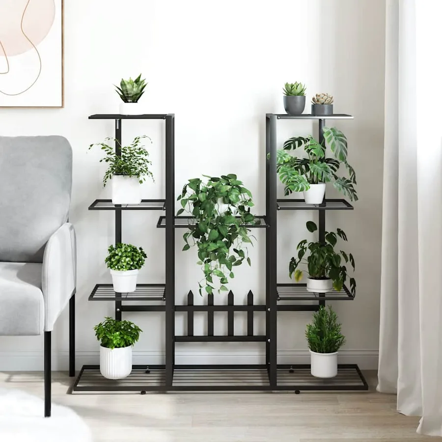 Support à plantes 94,5x25x89 cm Noir Fer - 3