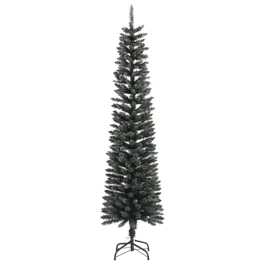 Sapin de Noël artificiel mince avec support Vert 210 cm PVC - 2