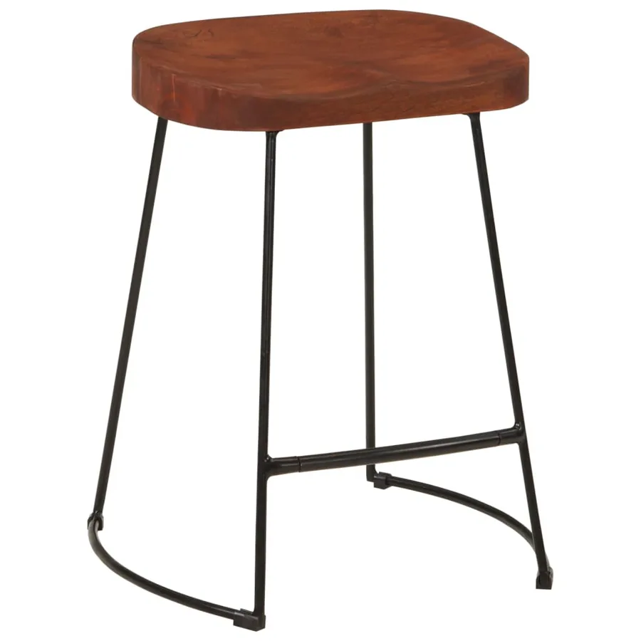 Tabourets de bar Gavin lot de 2 45x38x53cm bois massif manguier - 11