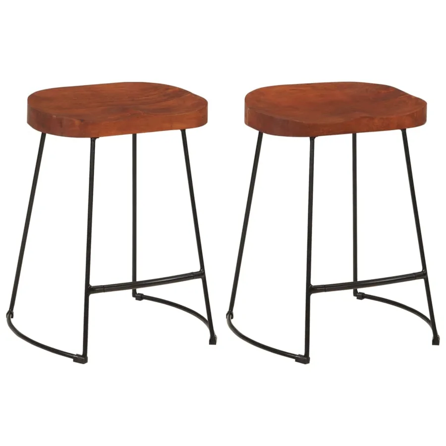 Tabourets de bar Gavin lot de 2 45x38x53cm bois massif manguier - 2
