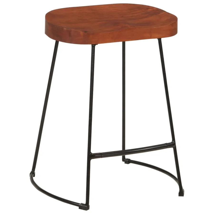 Tabourets de bar Gavin lot de 2 45x38x53cm bois massif manguier - 3