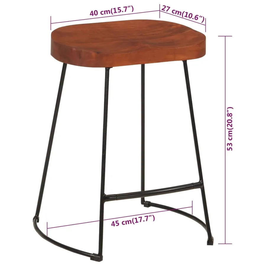 Tabourets de bar Gavin lot de 2 45x38x53cm bois massif manguier - 9