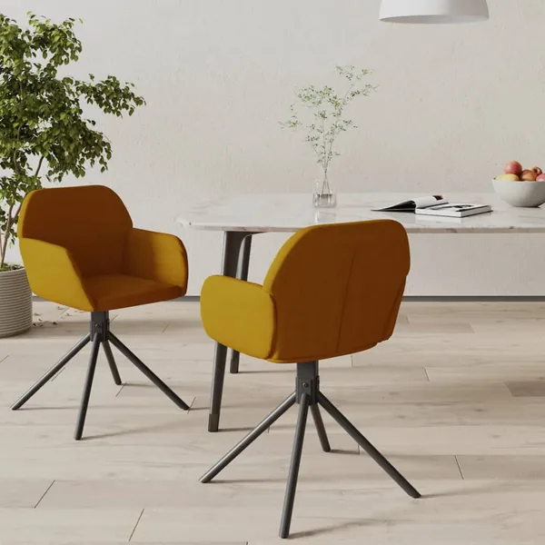 Chaises pivotantes à manger lot de 2 Marron Velours
