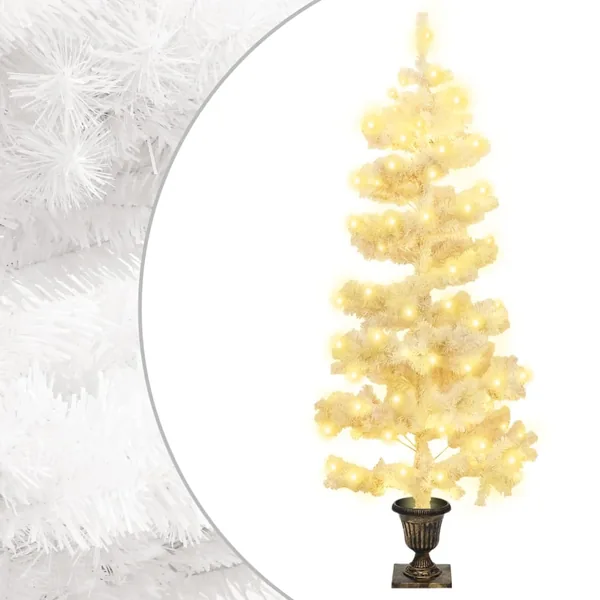 Arbre de Noël hélicoïdal pré-éclairé avec pot blanc 120 cm PVC
