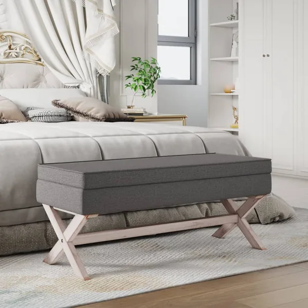 Tabouret de rangement Gris foncé 110x45x49 cm Tissu