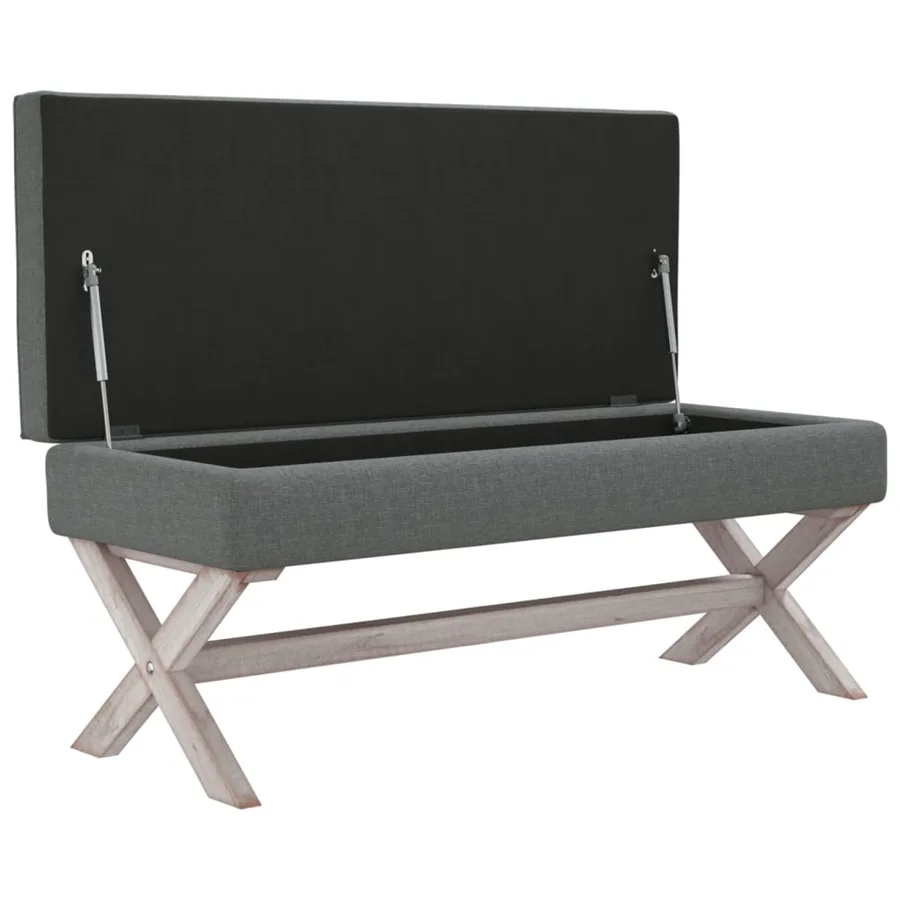 Tabouret de rangement Gris foncé 110x45x49 cm Tissu - 4