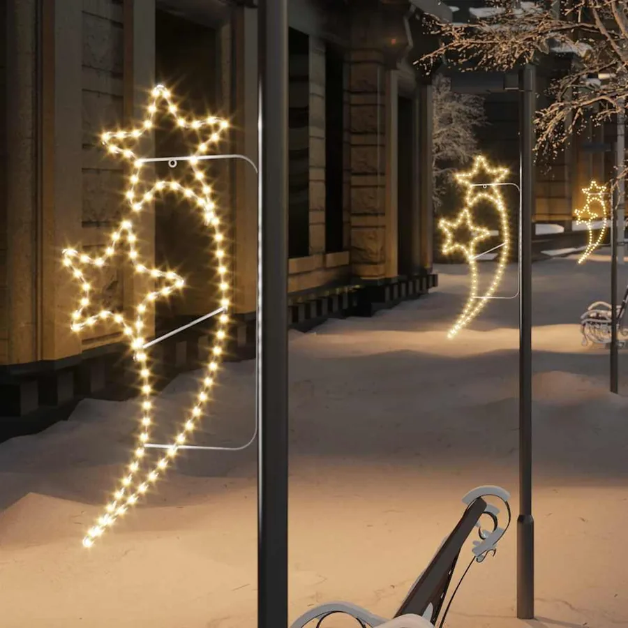 Guirlandes lumineuses en forme d'étoile 2 pcs Blanc chaud