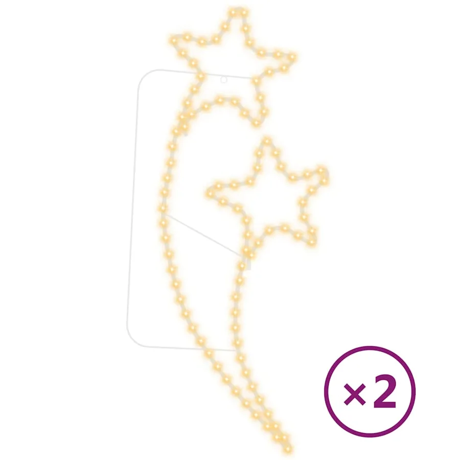 Guirlandes lumineuses en forme d'étoile 2 pcs Blanc chaud - 2