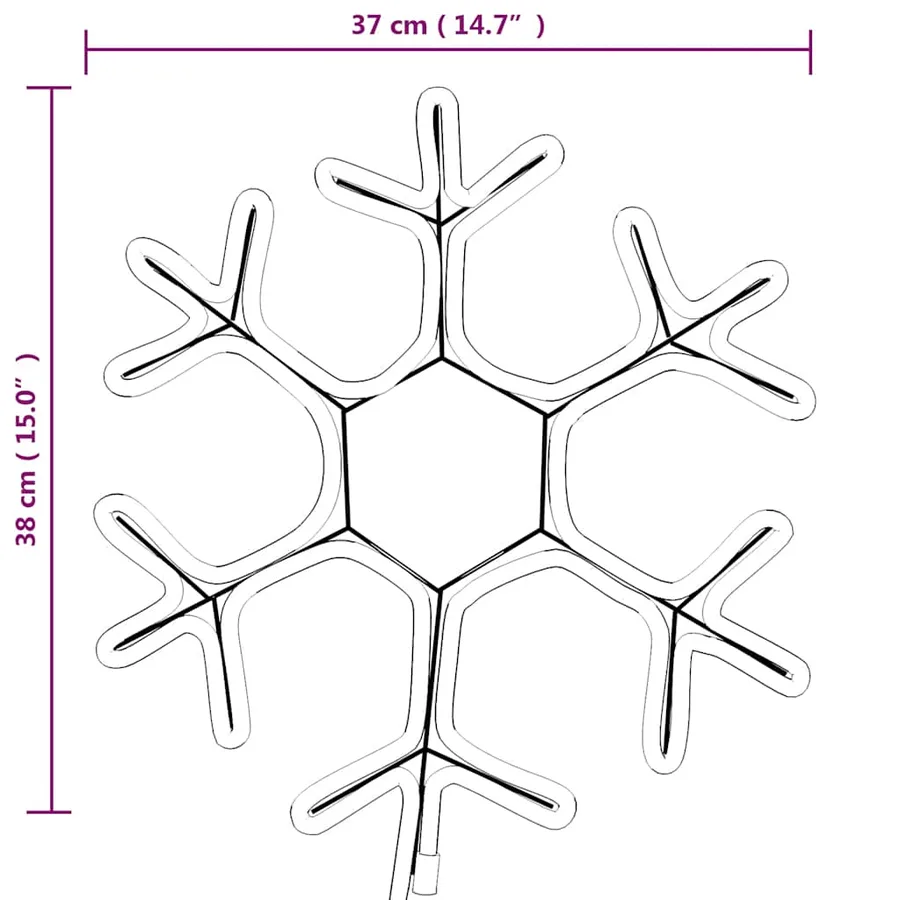 Figure de flocon de neige de Noël et 72 LED Blanc chaud 38x37cm - 6