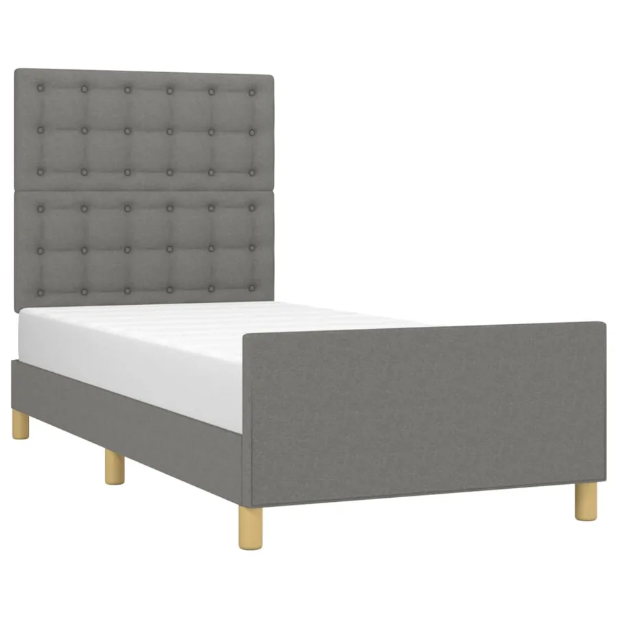 Cadre de lit sans matelas gris foncé 100x200 cm tissu - 3
