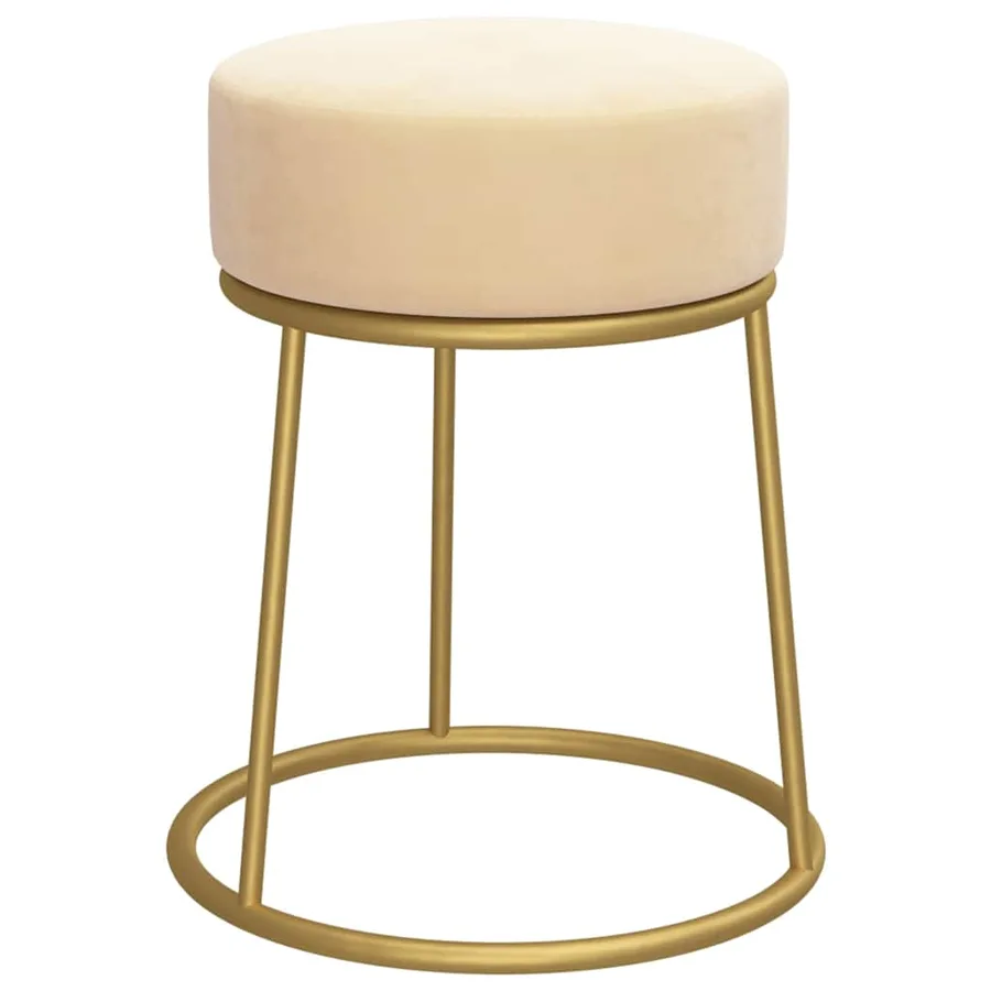 Tabouret rond Abricot Velours - 2