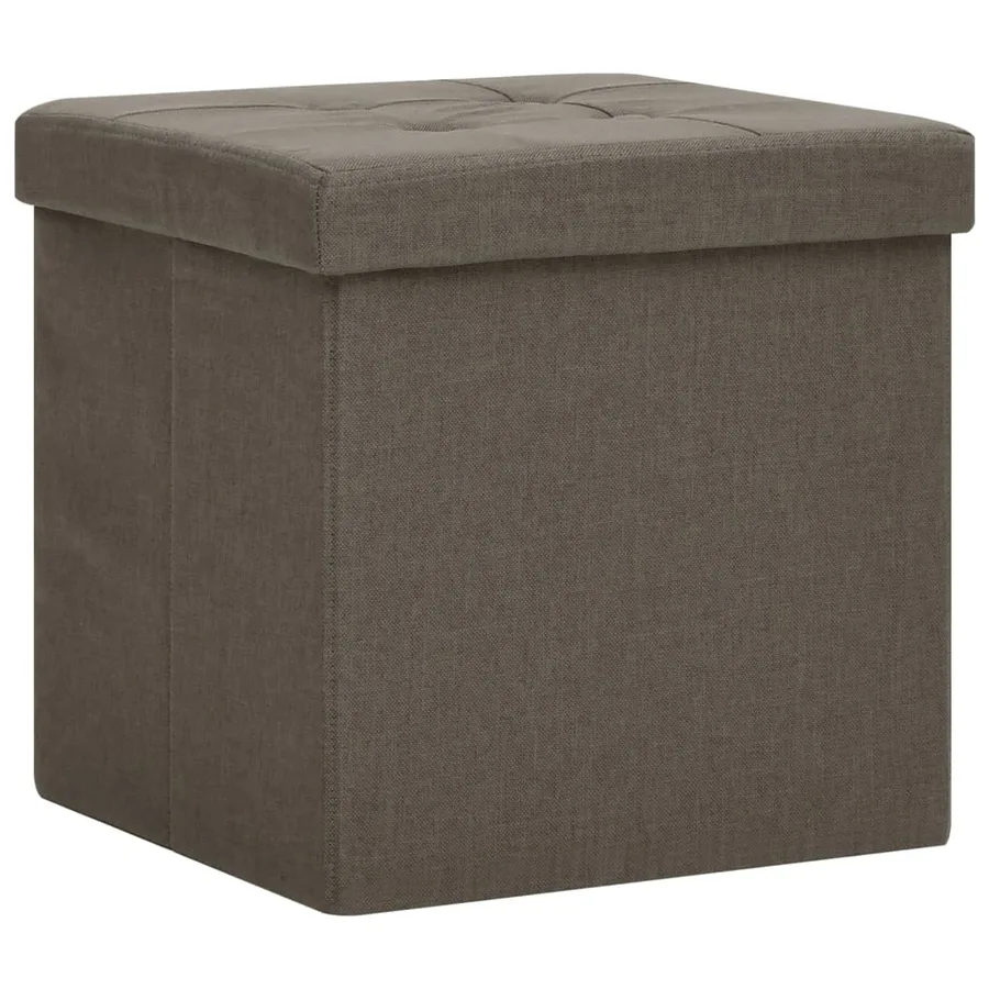 Tabourets de rangement pliables lot de 2 marron faux lin - 3